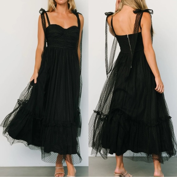 Baltic Born Dresses & Skirts - New Baltic Born Mavani Swiss Dot Tulle Maxi Dress Black Extra Large